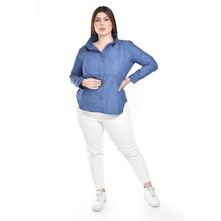 Foto 6 | Camisa Tipo Mezclilla Roman Fashion /tallas Extras, 2737 (azul Marino) Azul