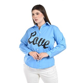 Foto 1 | Camisa de Algodon Roman Fashion Azul para Mujer