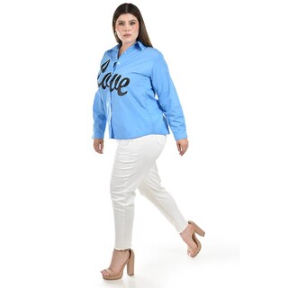 Foto 2 | Camisa de Algodon Roman Fashion Azul para Mujer