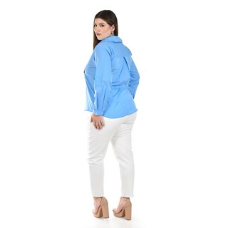 Foto 3 | Camisa de Algodon Roman Fashion Azul para Mujer