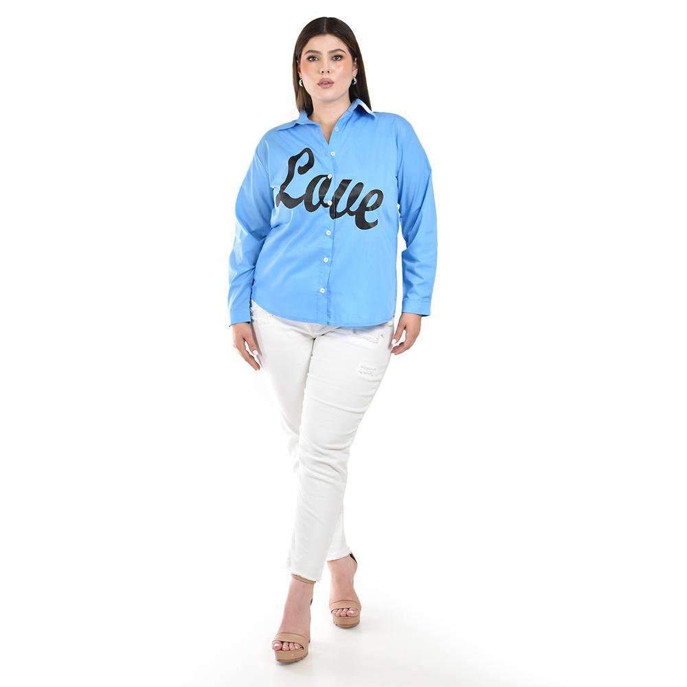 Foto 5 pulgar | Camisa de Algodon Roman Fashion Azul para Mujer