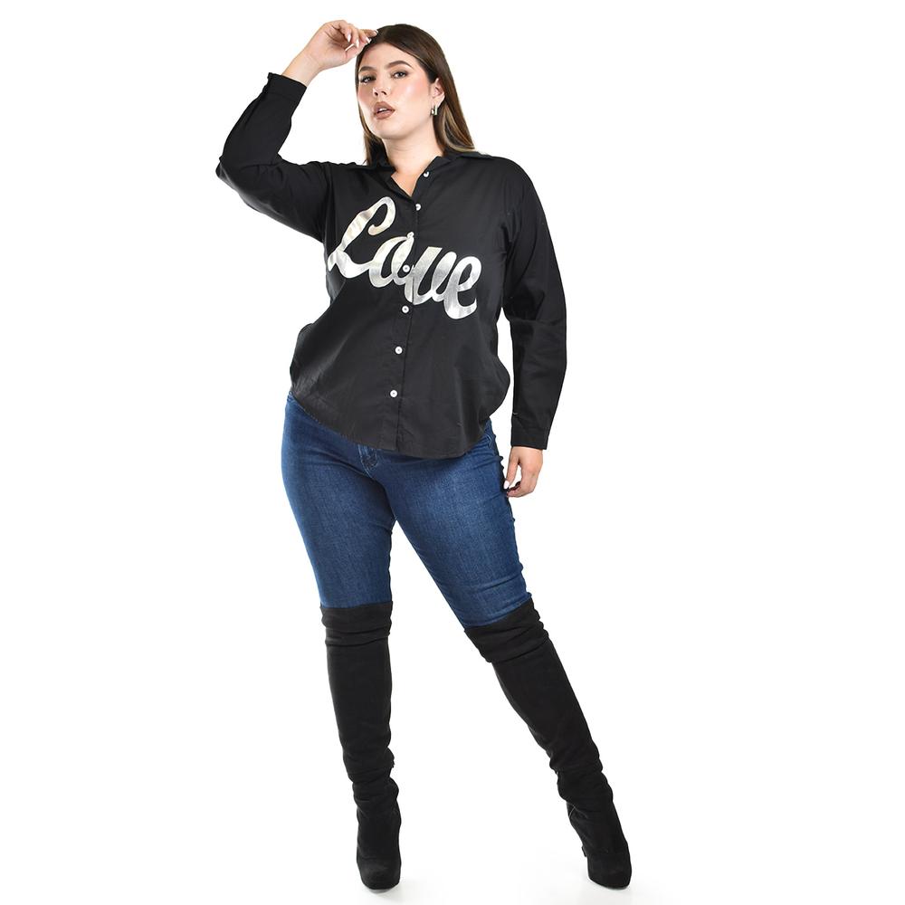 Foto 3 pulgar | Blusa de Algodon Roman Fashion Negra para Mujer