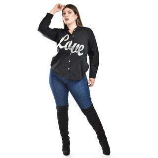 Foto 2 | Blusa de Algodon Roman Fashion Negra para Mujer