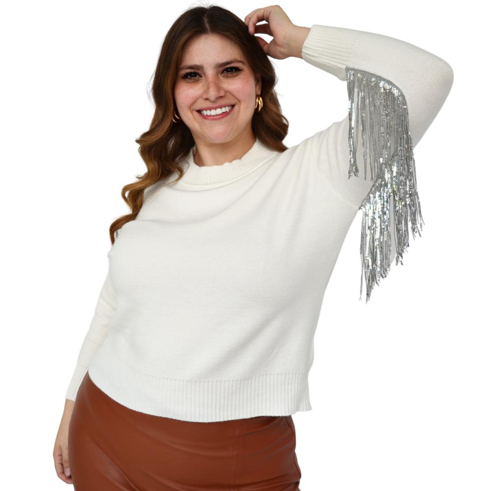 Foto 1 | Suéter con Barbitas ROMAN FASHION 2023 color Blanco Tallas Extras