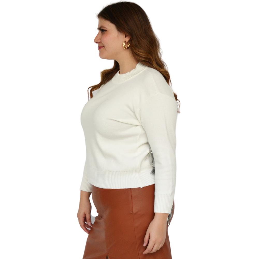 Foto 2 | Suéter con Barbitas ROMAN FASHION 2023 color Blanco Tallas Extras