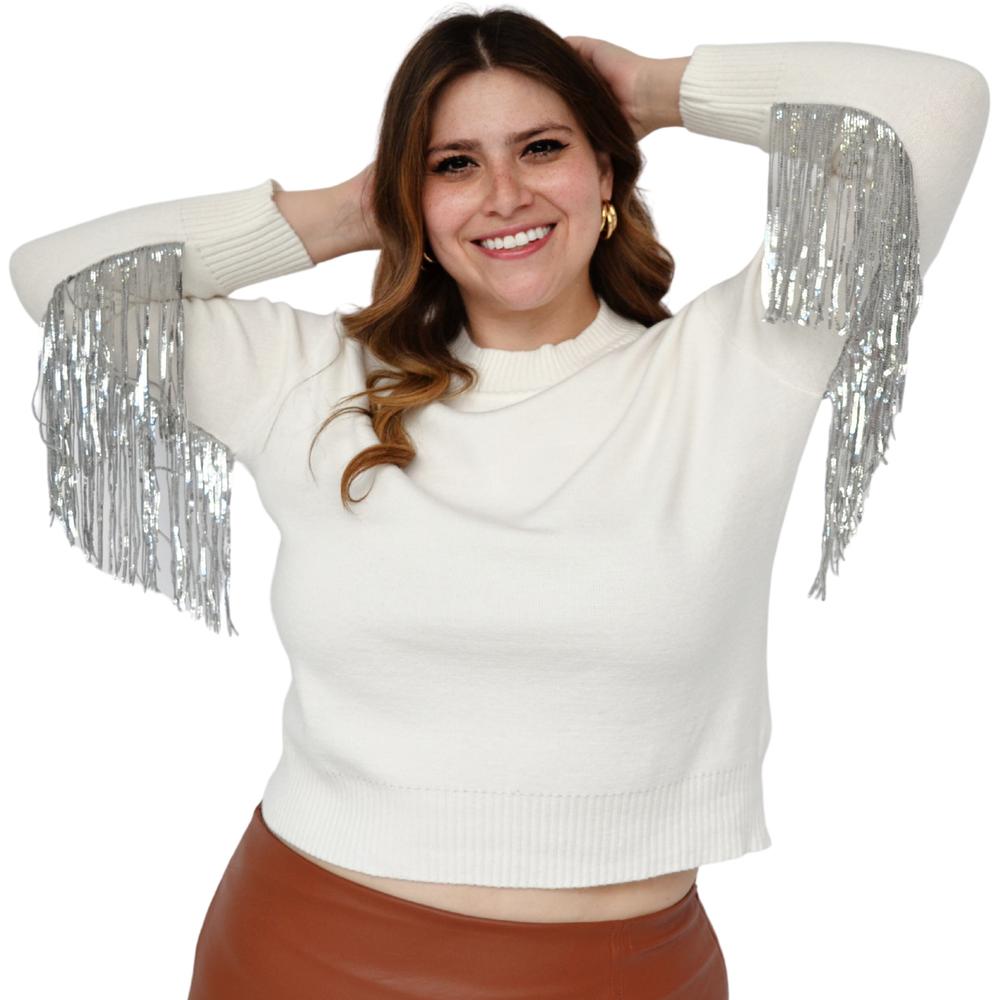 Foto 3 | Suéter con Barbitas ROMAN FASHION 2023 color Blanco Tallas Extras