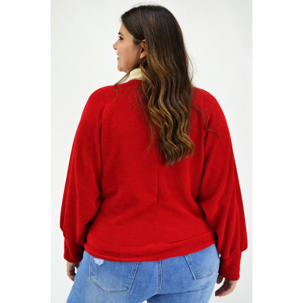 Foto 4 pulgar | Cárdigan con Nudo Roman Fashion Tallas Extras color Rojo