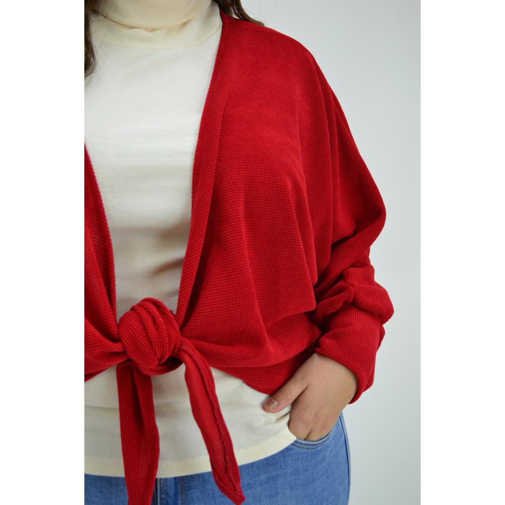 Foto 5 pulgar | Cárdigan con Nudo Roman Fashion Tallas Extras color Rojo