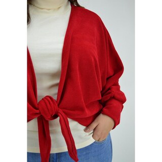 Foto 4 | Cárdigan con Nudo Roman Fashion Tallas Extras color Rojo