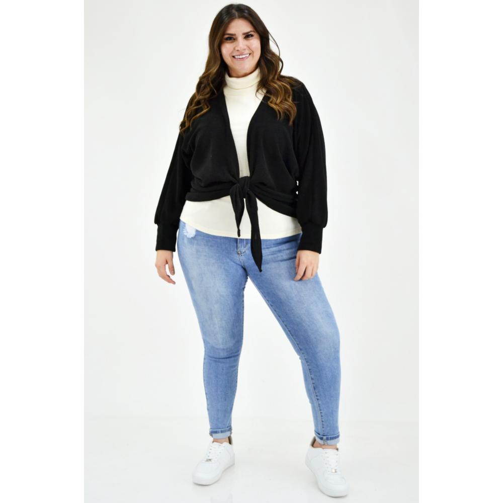 Foto 5 | Cárdigan para Dama Roman Fashion Tallas Extras color Negro