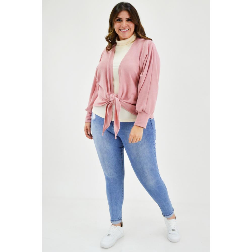 Foto 5 | Cárdigan con Nudo Roman Fashion Tallas Extras 1847 Rosa