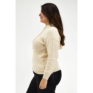 Foto 2 | Suéter con Perlas Roman Fashion S-ZB-9849 Beige Tallas Extras