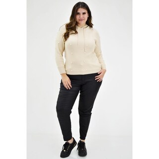 Foto 6 | Suéter con Perlas Roman Fashion S-ZB-9849 Beige Tallas Extras