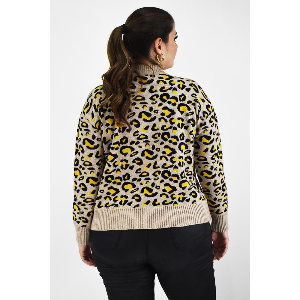 Foto 4 pulgar | Sueter Animal Print Roman Fashion /tallas Extras, 3023 (arena Animal Print) Beige