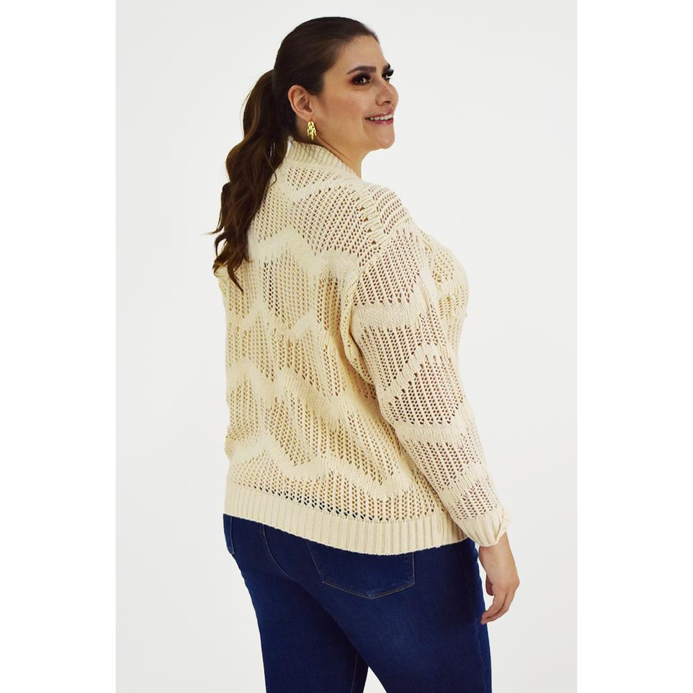 Foto 4 pulgar | Sueter Con Perlas Roman Fashion /tallas Extras, 3031 (beige) Beige