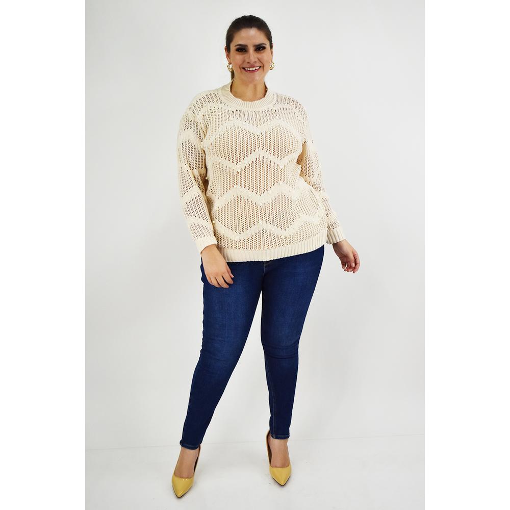 Foto 7 pulgar | Sueter Con Perlas Roman Fashion /tallas Extras, 3031 (beige) Beige