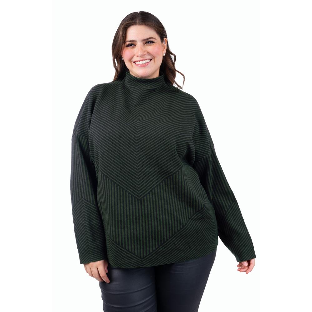 Foto 2 pulgar | Sueter De Rayas Roman Fashion /tallas Extras, 6598 (verde /negro) Verde Oscuro