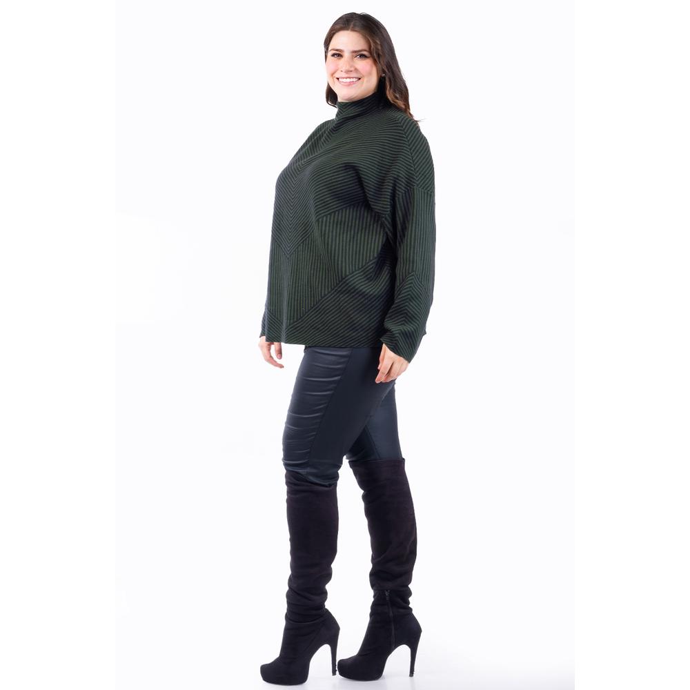 Foto 2 | Sueter De Rayas Roman Fashion /tallas Extras, 6598 (verde /negro) Verde Oscuro