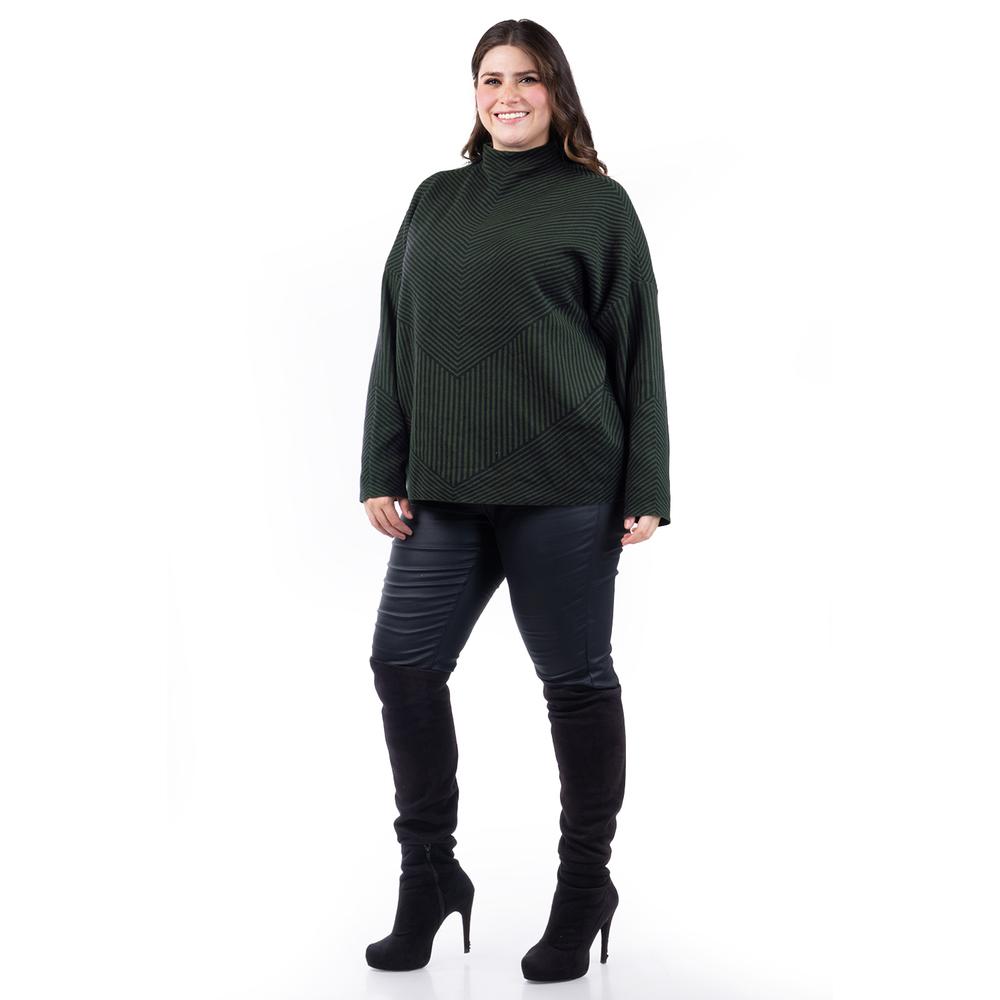 Foto 6 pulgar | Sueter De Rayas Roman Fashion /tallas Extras, 6598 (verde /negro) Verde Oscuro