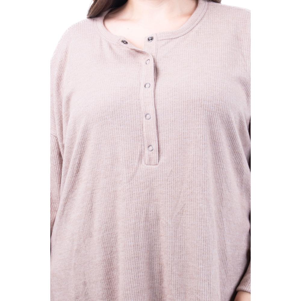 Foto 5 pulgar | Sueter Acanalado Con Boton Roman Fashion /tallas Extras, 50231 (beige) Beige