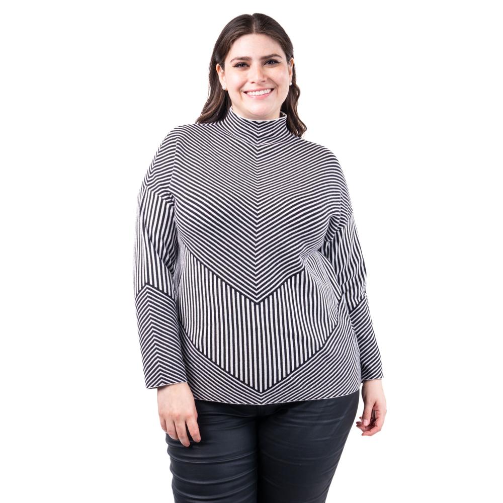 Foto 1 | Sueter De Rayas Roman Fashion /tallas Extras, 6598 (negro /blanco) Negro
