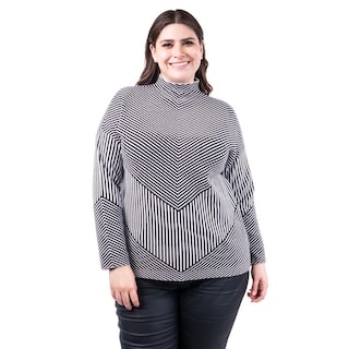 Foto 1 | Sueter De Rayas Roman Fashion /tallas Extras, 6598 (negro /blanco) Negro