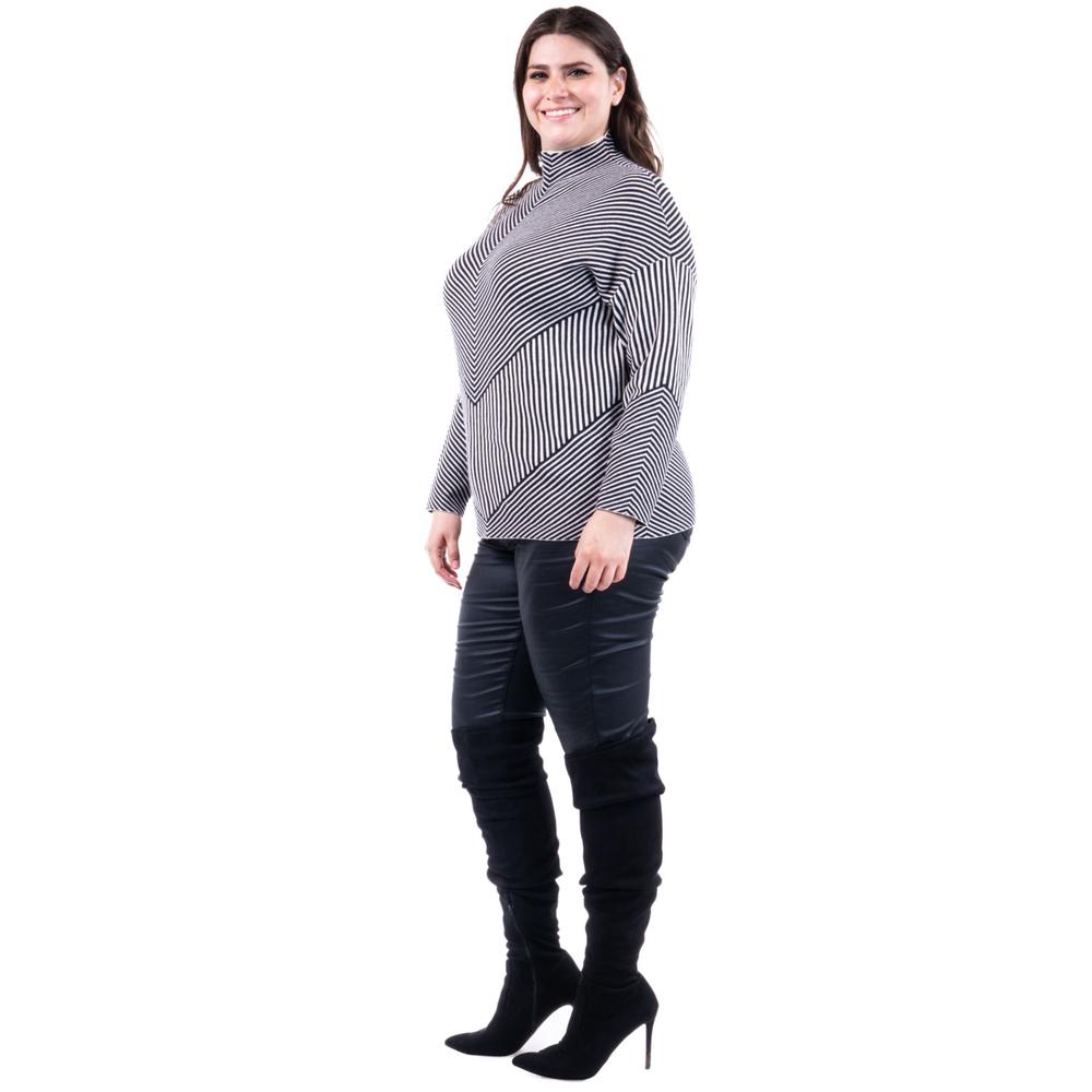 Foto 2 | Sueter De Rayas Roman Fashion /tallas Extras, 6598 (negro /blanco) Negro