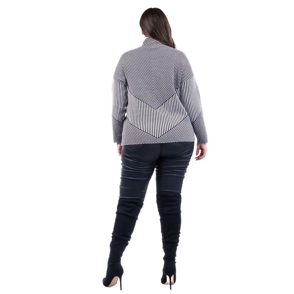 Foto 3 | Sueter De Rayas Roman Fashion /tallas Extras, 6598 (negro /blanco) Negro
