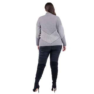 Foto 3 | Sueter De Rayas Roman Fashion /tallas Extras, 6598 (negro /blanco) Negro