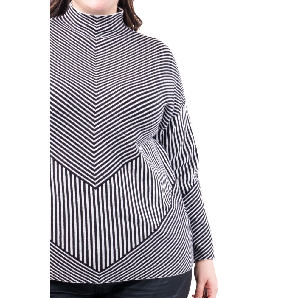 Foto 5 pulgar | Sueter De Rayas Roman Fashion /tallas Extras, 6598 (negro /blanco) Negro