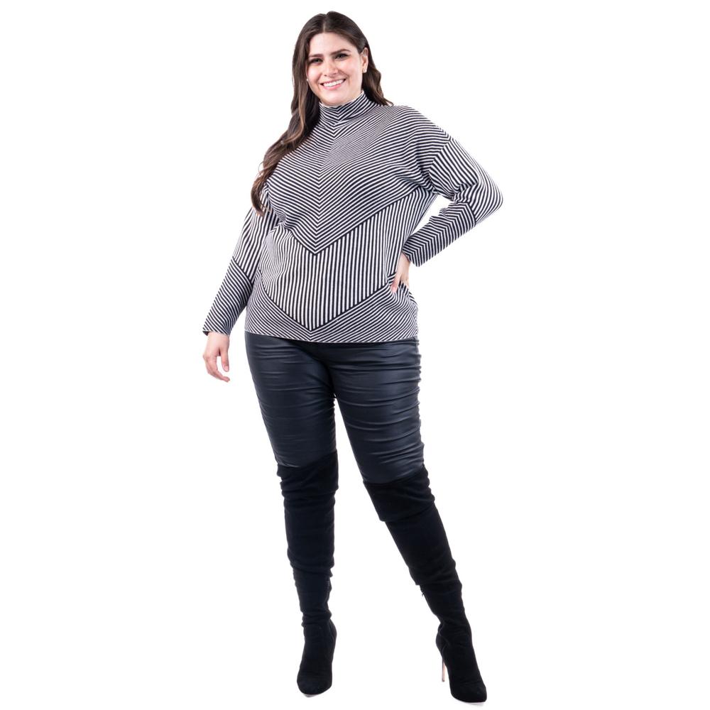 Foto 5 | Sueter De Rayas Roman Fashion /tallas Extras, 6598 (negro /blanco) Negro