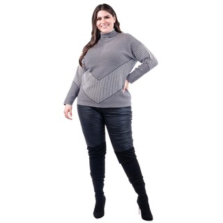 Foto 5 | Sueter De Rayas Roman Fashion /tallas Extras, 6598 (negro /blanco) Negro