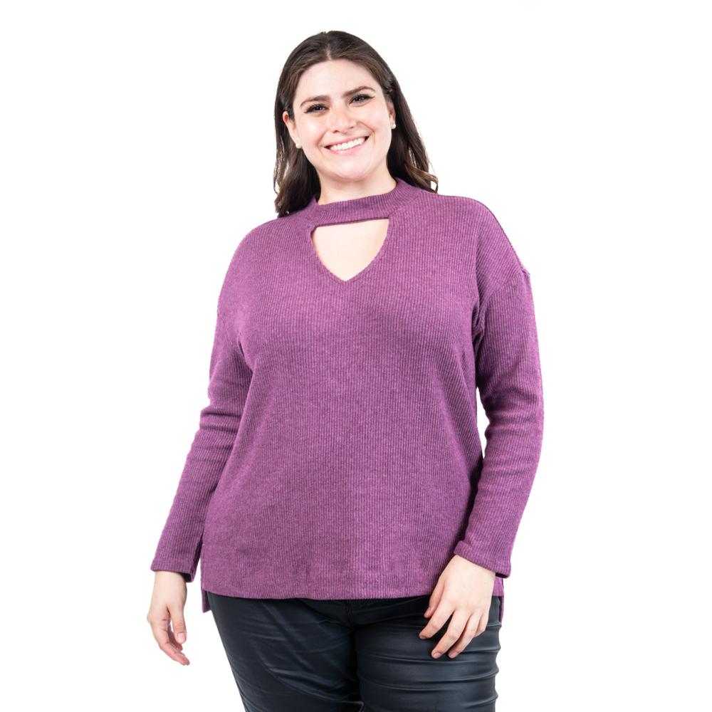 Sueter De Cuello Con Abertura Roman Fashion /talla Extras, 0383 (morado) Violeta