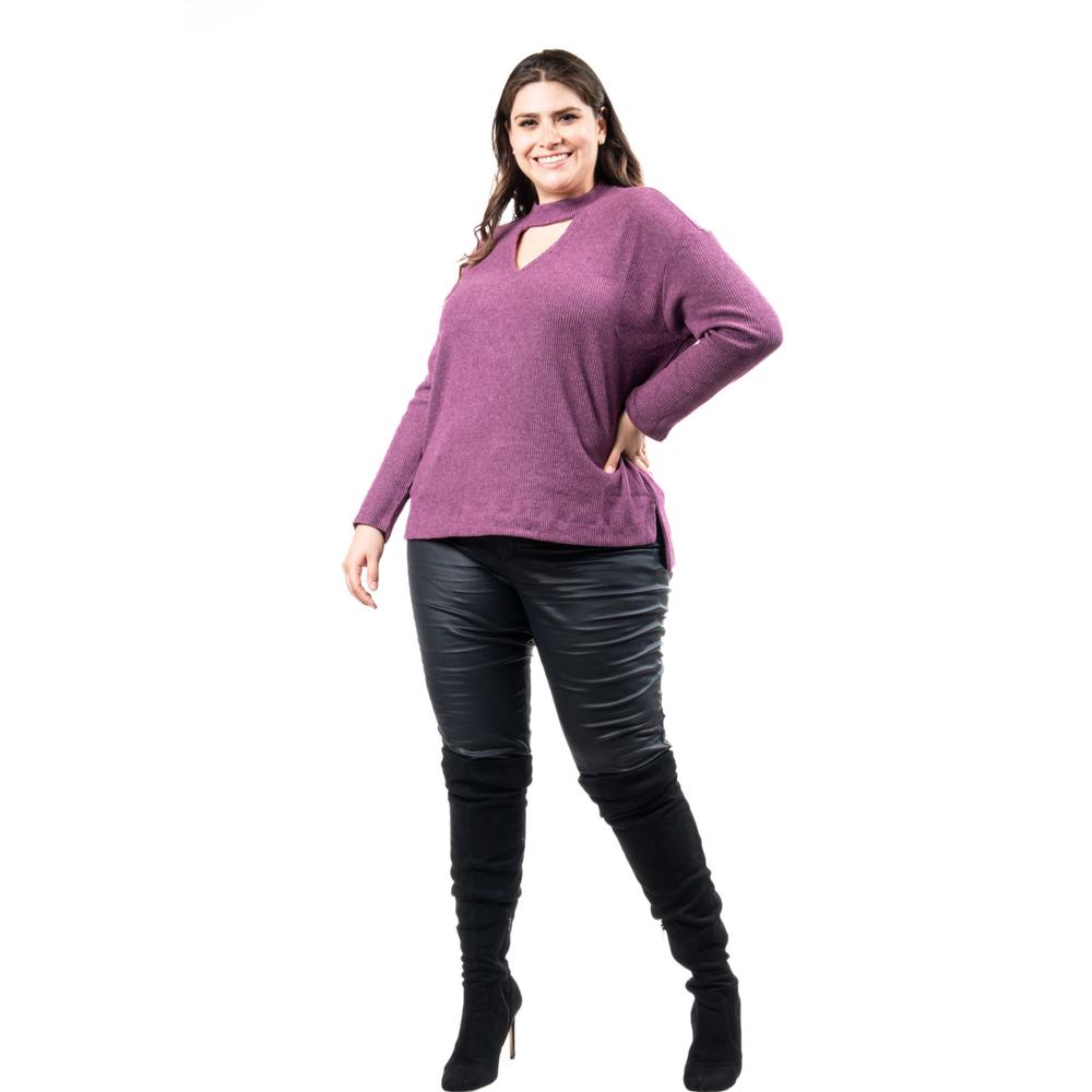 Foto 3 pulgar | Sueter De Cuello Con Abertura Roman Fashion /talla Extras, 0383 (morado) Violeta