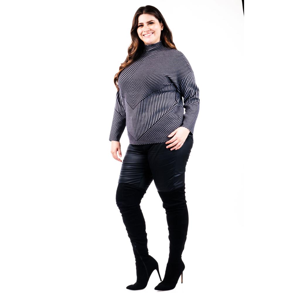 Foto 2 | Sueter De Rayas Roman Fashion /tallas Extras, 6598 (gris /negro) Gris