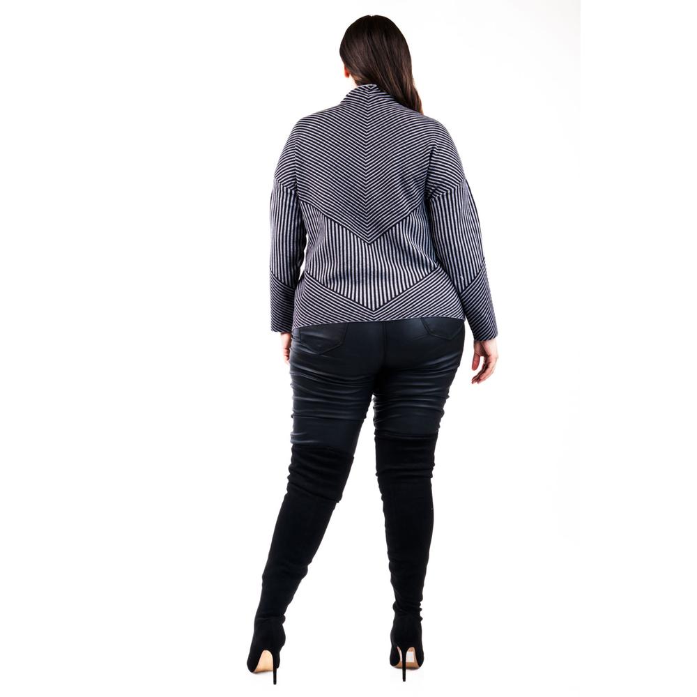 Foto 4 pulgar | Sueter De Rayas Roman Fashion /tallas Extras, 6598 (gris /negro) Gris