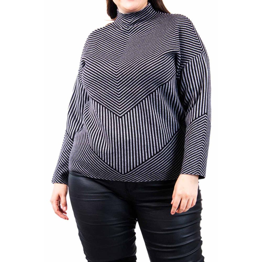Foto 5 pulgar | Sueter De Rayas Roman Fashion /tallas Extras, 6598 (gris /negro) Gris