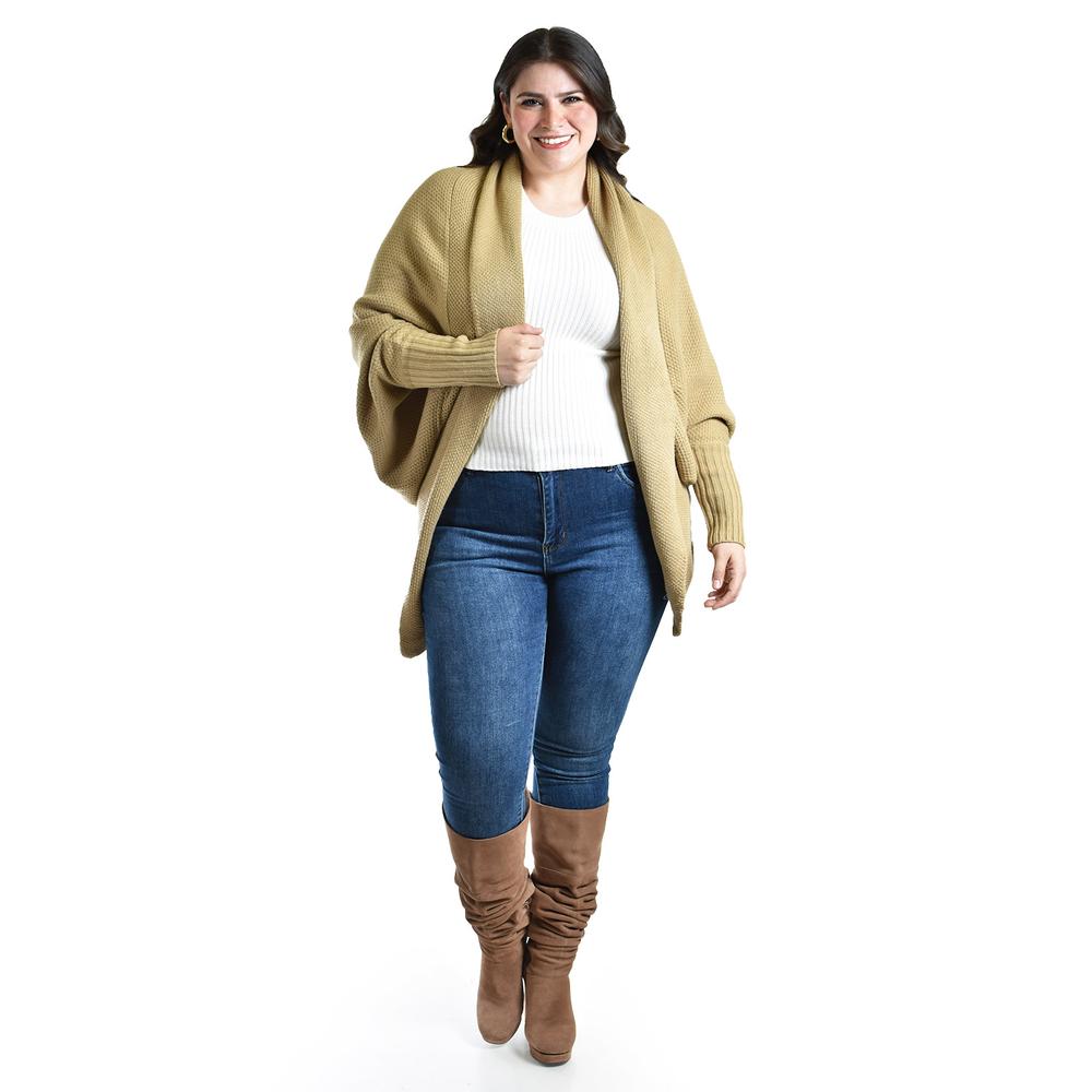 Foto 6 pulgar | Cardigan De Manga Murcielago Roman Fashion /tallas Extras, 300 (beige) Beige