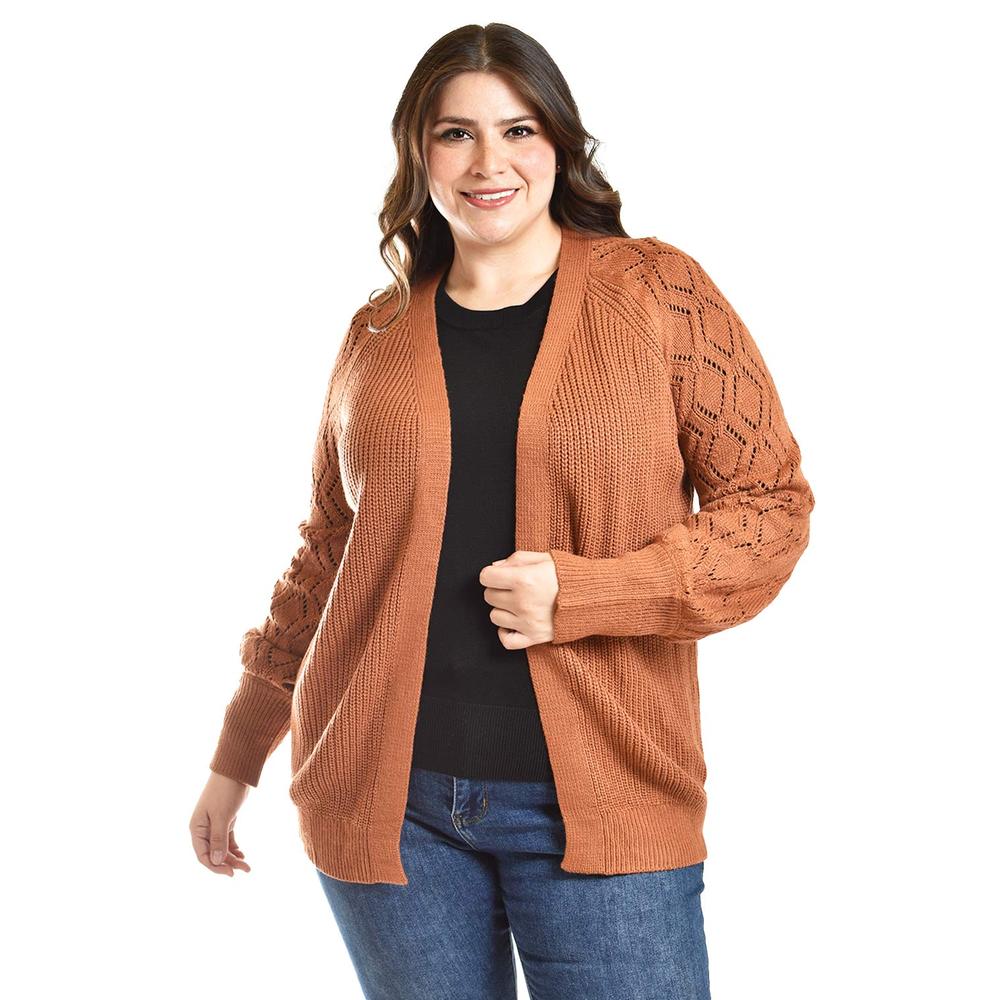 Foto 2 pulgar | Cardigan De Punto Roman Fashion /tallas Extras, 41849 (chedron) Naranja Oscuro