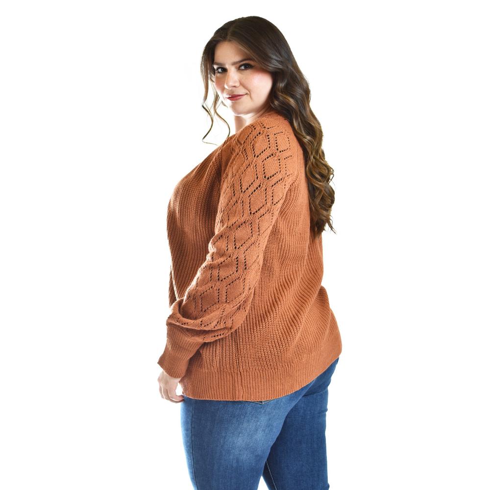Foto 4 pulgar | Cardigan De Punto Roman Fashion /tallas Extras, 41849 (chedron) Naranja Oscuro