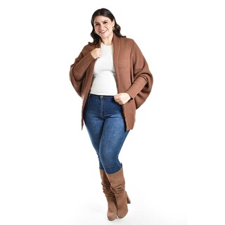 Foto 4 | Cardigan De Manga Murcielago Roman Fashion /tallas Extras, 300 (cafe) Cafe