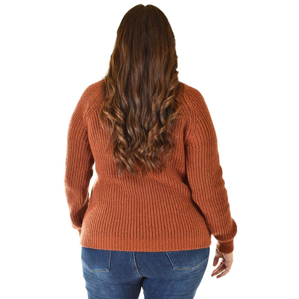 Foto 4 pulgar | Sueter Cuello Alto Con Botones Roman Fashion / Tallas Extras, 4005 (chedron) Cafe