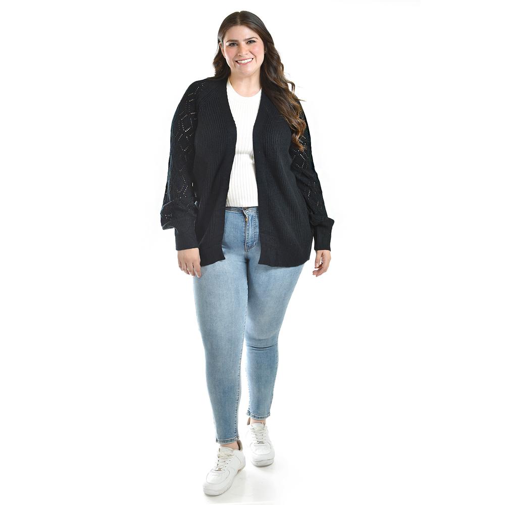 Foto 2 pulgar | Cardigan De Punto Roman Fashion /tallas Extras, 41849 (negro) Negro