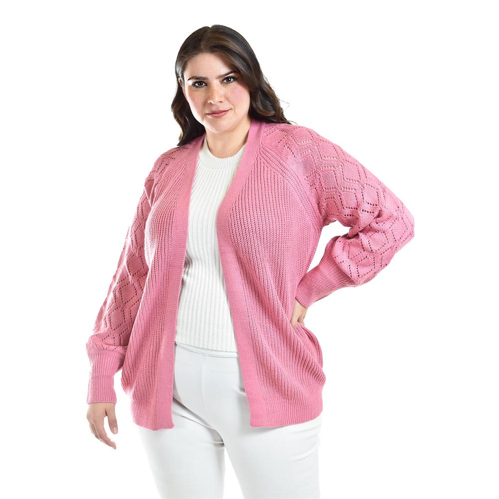 Foto 2 pulgar | Cardigan De Punto Roman Fashion /tallas Extras, 41849 (rosa) Rosa