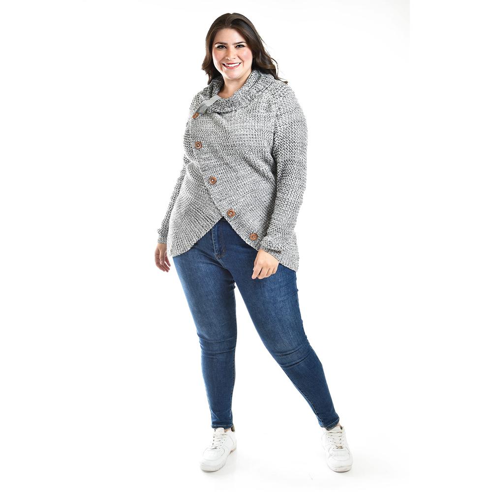 Foto 6 pulgar | Sueter Envolvente Roman Fashion / Tallas Extras, 100 (gris)) Gris