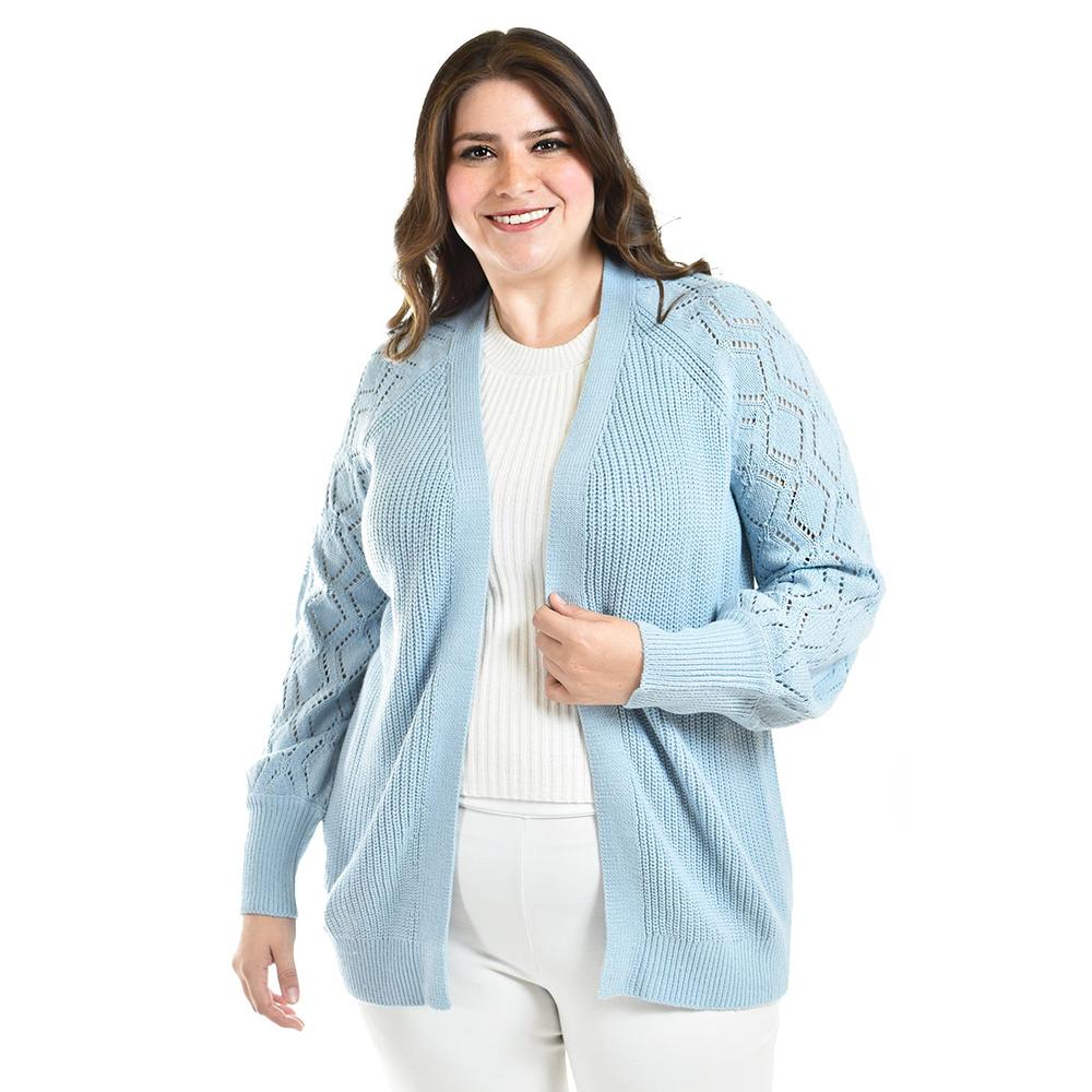 Foto 2 pulgar | Cardigan De Punto Roman Fashion /tallas Extras, 41849 (azul Claro) Azul