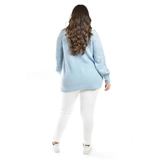 Foto 3 | Cardigan De Punto Roman Fashion /tallas Extras, 41849 (azul Claro) Azul