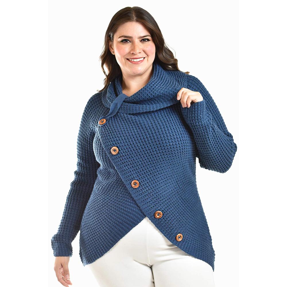 Foto 2 pulgar | Sueter Envolvente Roman Fashion / Tallas Extras, 100 (azul) Azul