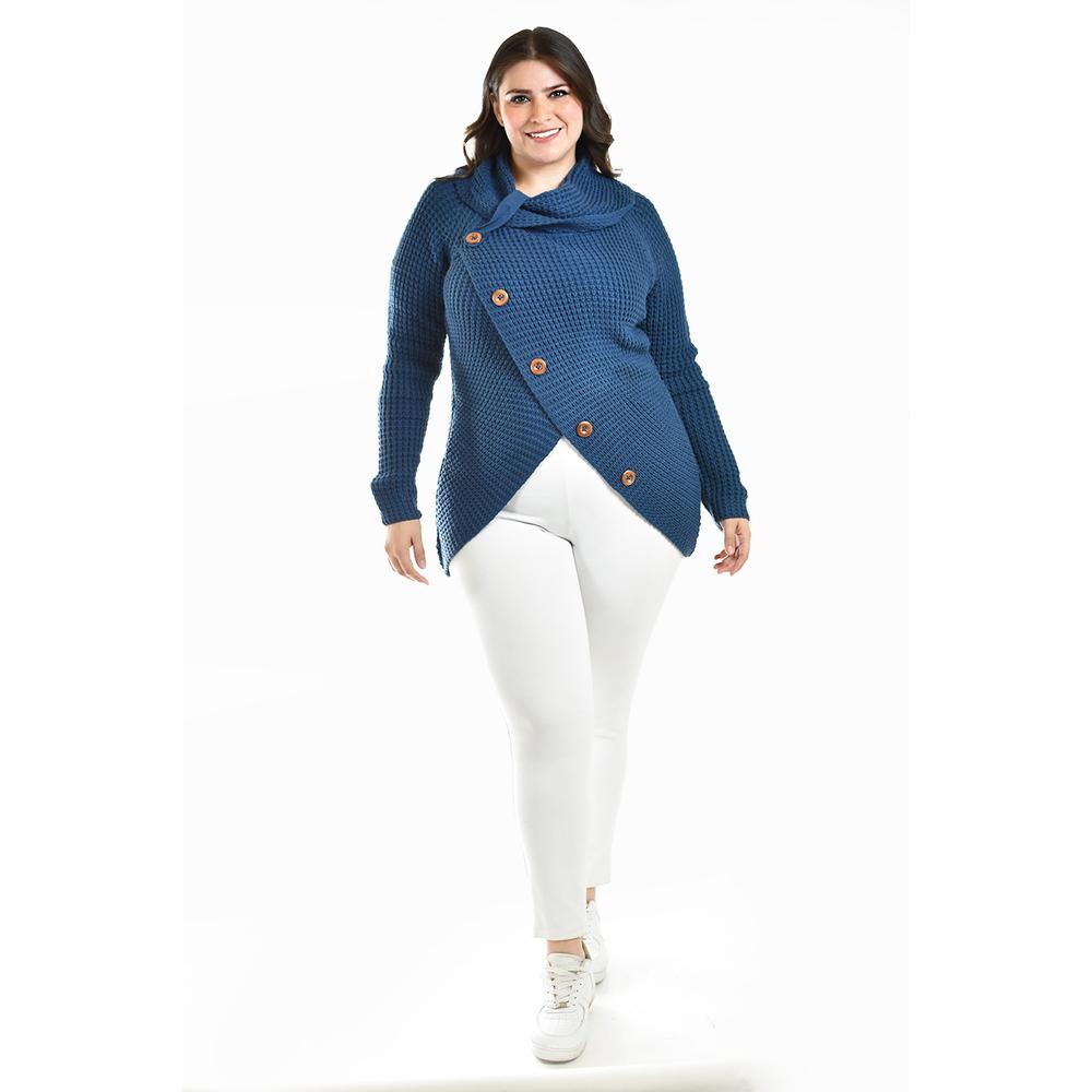 Foto 6 pulgar | Sueter Envolvente Roman Fashion / Tallas Extras, 100 (azul) Azul