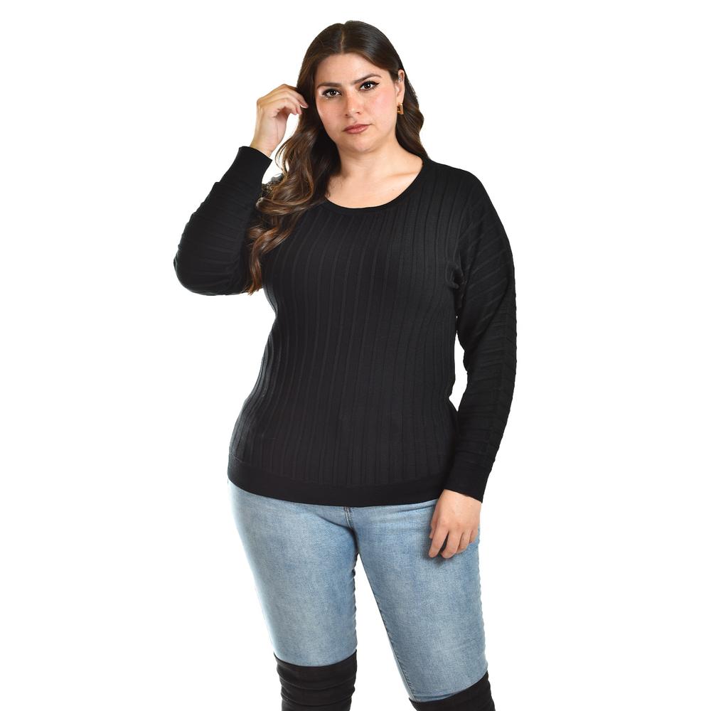 Foto 2 pulgar | Sueter Con Relieve A Rayas Roman Fashion / Tallas Extras, 4002 (negro) Negro